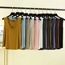 Modal U-Neck Tank Tops Summer Women's Bottoming Top sleeveless Thin Vest streetwear Bottoming Tee Tops solid color all match