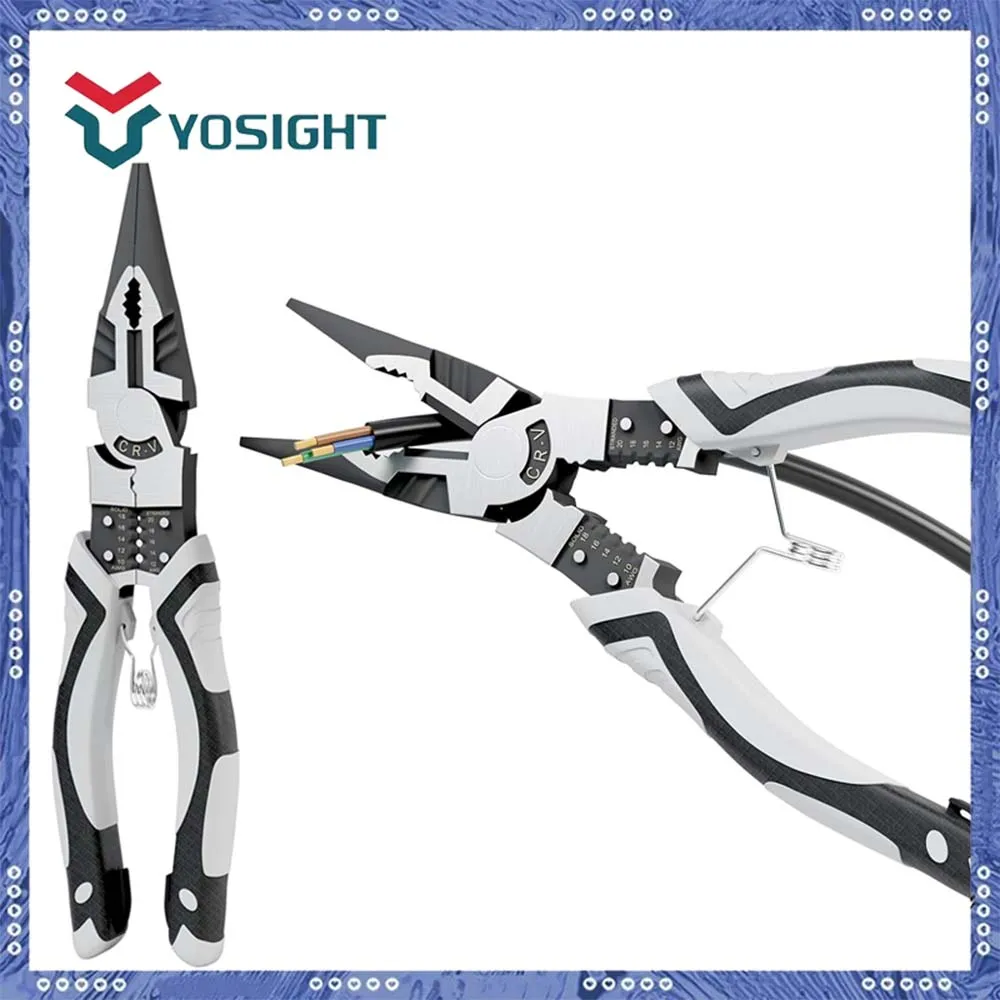

9 Inch Heavy Duty Needle Nose Pliers - Multifunctional Wire Stripper, Crimper & Cutter for Bending and Manipulating Small Parts