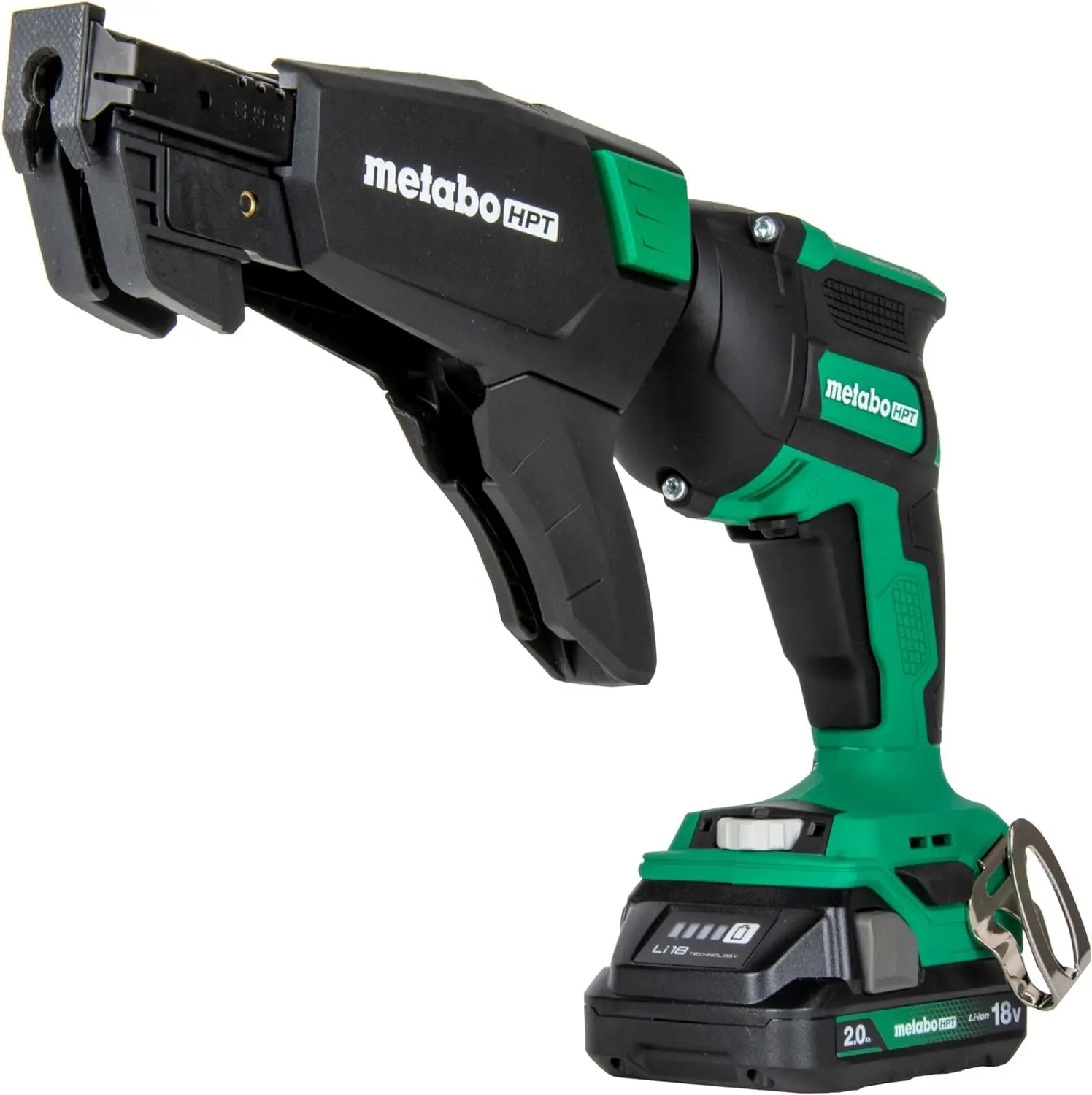 Metabo-hptコードレスゴールドレット、18v™乾式壁ねじガンキット、収集ネジマガジン添付ファイル、1-18v、2.0 ahバッテリーが含まれています