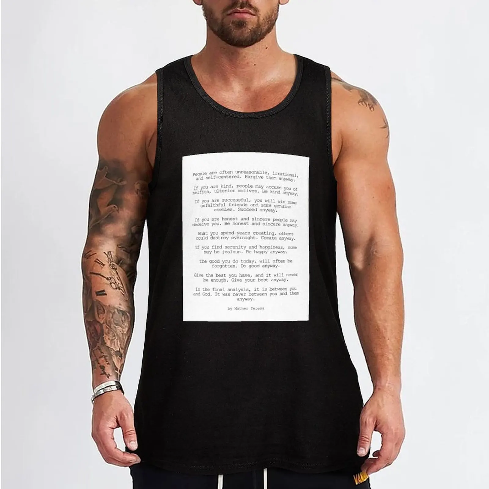 Do It Anyway by Mother Teresa #minimalism #inspirational Tank Top cute tops gym t shirt men sleeveless shirt man gym anime gym