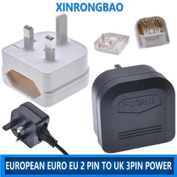 Enchufe de viaje europeo de 2 pines a Reino Unido, adaptador de viaje, convertidor de Cargador eléctrico, 3 pines