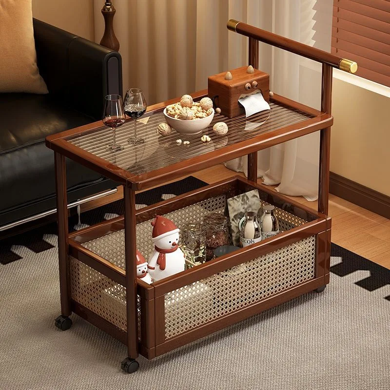

Removable living room side cabinet antique snacks trolley bedside rack coffee table solid wood