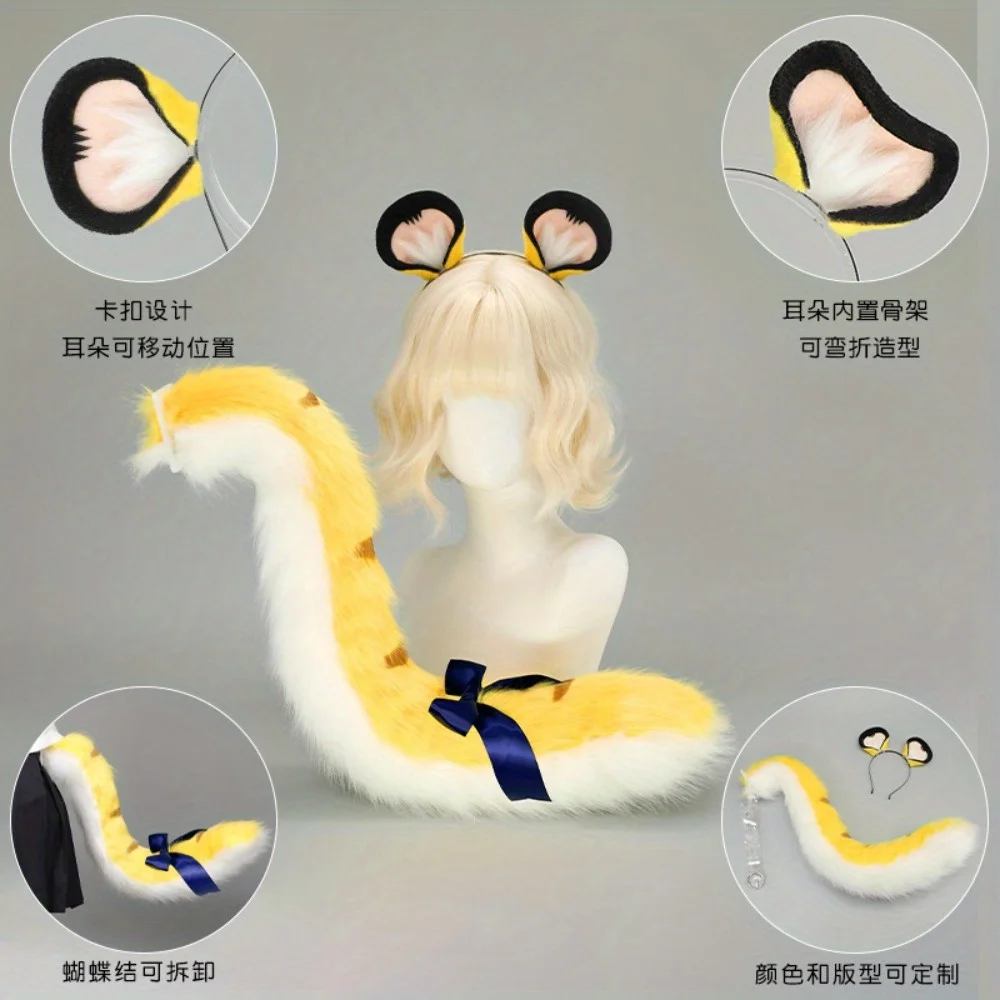 Juego de diadema con orejas de tigre y cola de bestia, accesorio Cos, para convenciones de anime, eventos de cosplay, reuniones temáticas de tigre y espectáculos de disfraces