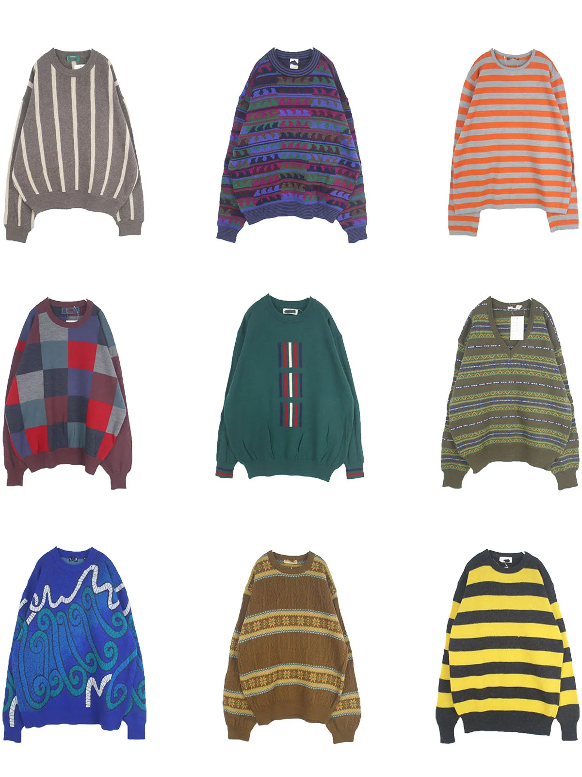 

Винтажный свитер ручной работы ex Diamond Color Blo Трикотаж Осень Зима Шерстяной длинный све круглый Ne Обычная посадка для поездок на работу ...