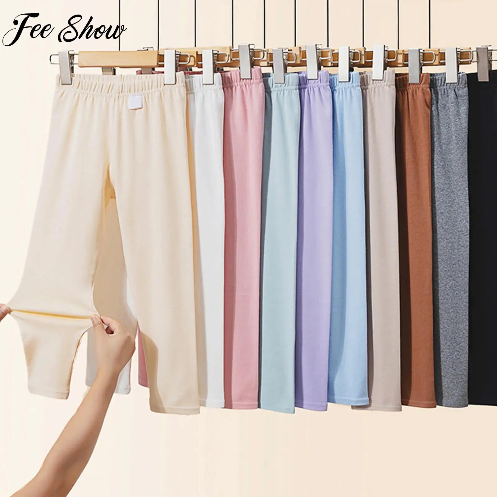 Children Girls Thermal Underwear Pants Yoga Dance Running Costumes Cotton Base Layer Homewear Loungerwear Stretchy Leggings
