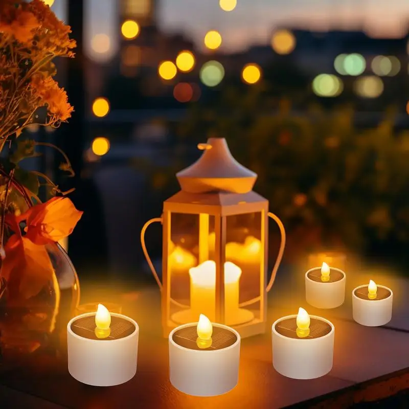 6pcs Flameless Rechargeable Solar LED Candle Lights For Outdoor Windows Reusable Outdoor Garden Decorative Solar Lights lamp