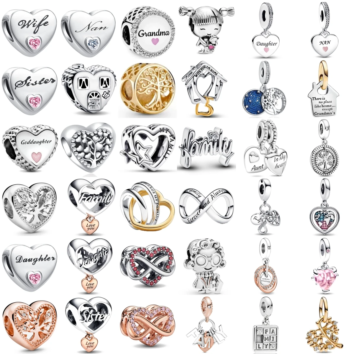 

Новый серебро 925 пробы, семейное дерево, девочка, дочка, бабушка, жена, подвески, бусины, подходят для оригинального браслета, ювелирные изделия «сделай сам», подарок для женщин