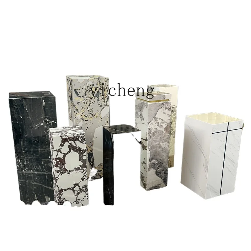 L-14 silver and white dragon marble sculpture base custom display stand shopping mall stone pier living room floor base ornament