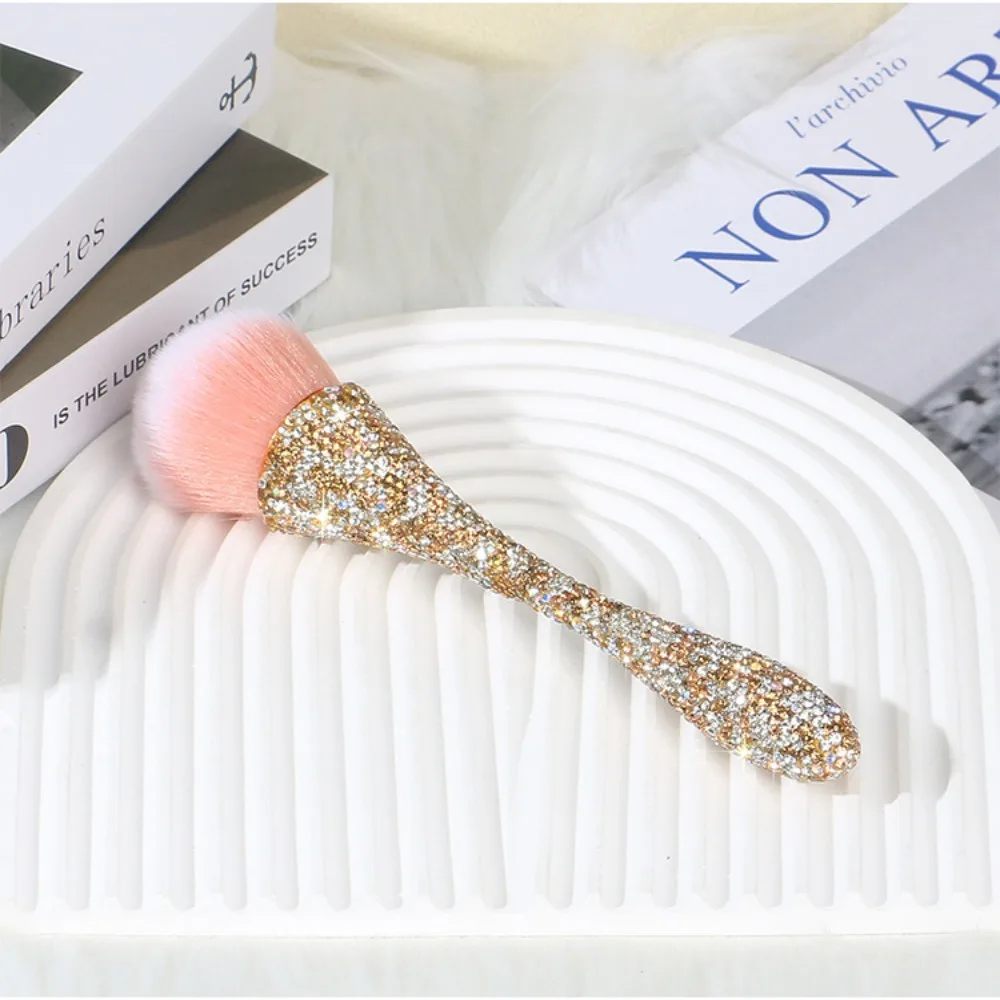 

Artificial Fiber Diamond Handle Makeup Brush Soft Bristles Rhinestone Handle Blush Brush Professional Fluffy Diamond Inlay