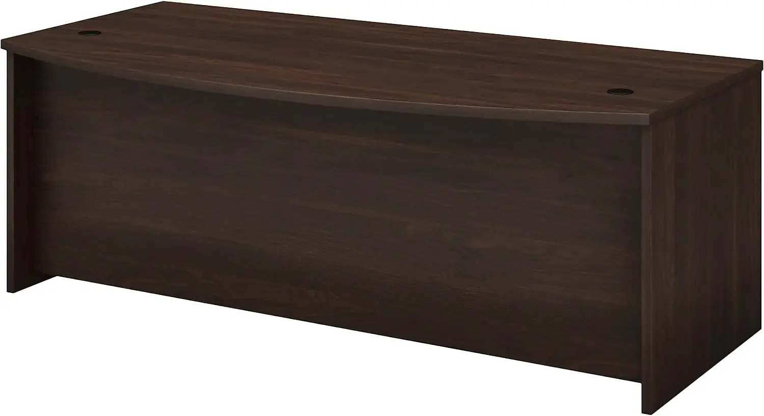 Furniture Studio C 72-inch W Bow Front Computer Desk, Black Walnut