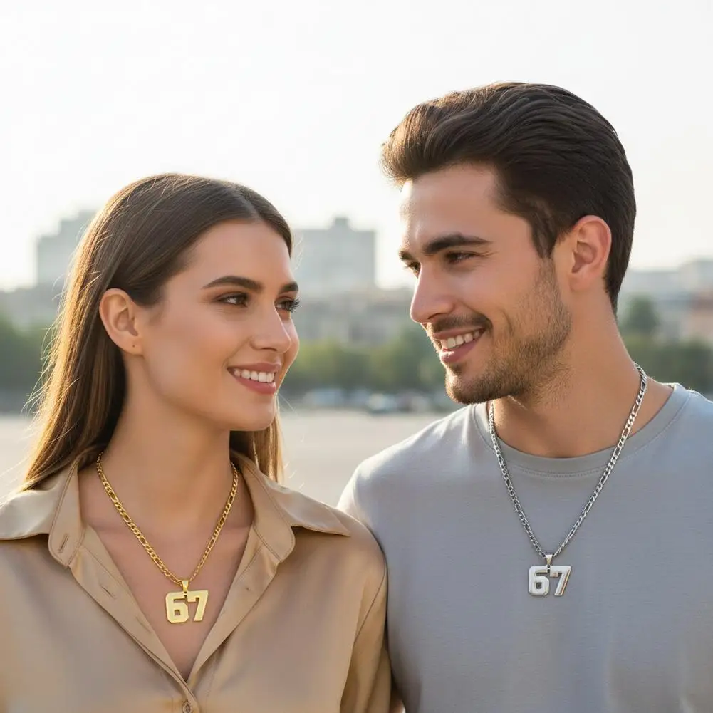 67 Necklace Six Seven Meme Pendant Novelty Number Jewelry Gift for Women Men Jewelry Sportsmanship Gift Letter Pendant Necklaces