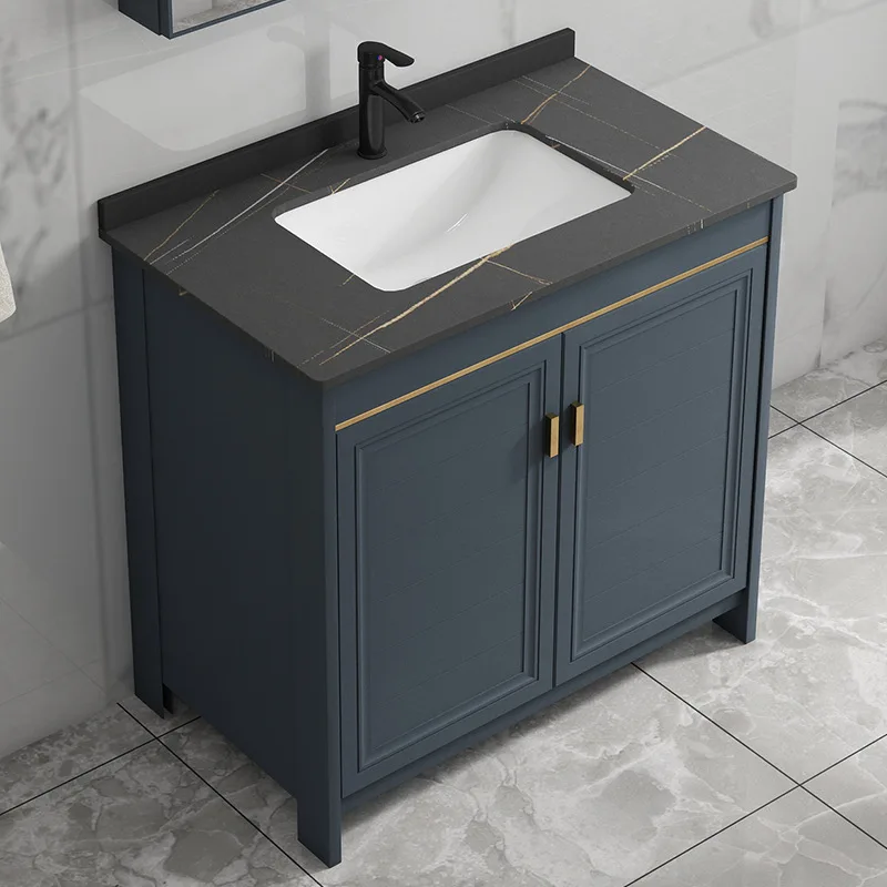 Slate floor-to-ceiling wash basin cabinet combined space aluminum bathroom cabinet integrated washbasin pool toilet washbasin