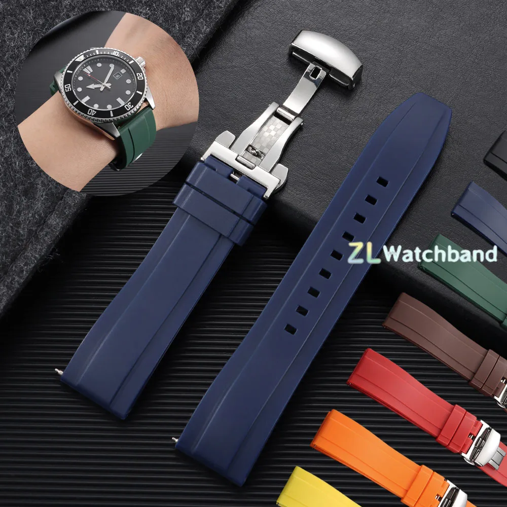 Bracelet de montre en caoutchouc 18/20/22/24mm pour Omega, bracelet de remplacement pour Tissot, Citizen, Seiko, bracelet en silicone de qualité supérieure à dégagement rapide