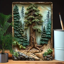 Textured Wall Art with Forest and Trees Theme - Durable Metal Sign for Home, Garden, Studio, Classroom Decor - Unique Decoration