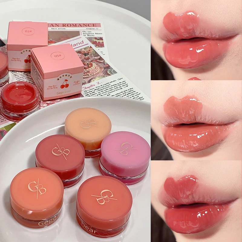 Lip gloss mit Konserven Marmelade dauerhafte feuchtigkeit spendende flüssige Gelee Lippen glasur Spiegel Glanz Beeren pigment dicke feuchtigkeit spendende Lippen Kosmetik