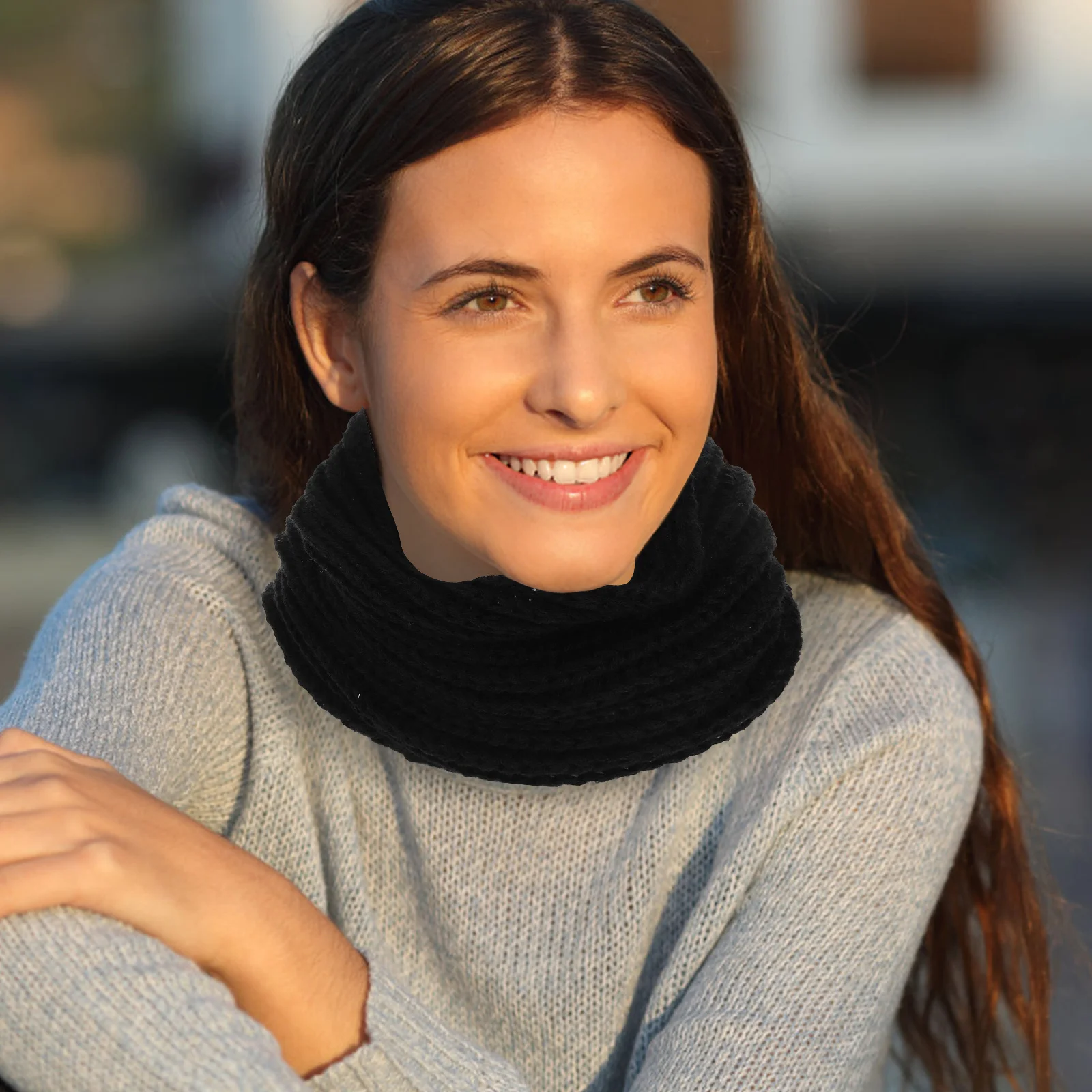 وشاح صغير محبوك سميك دافئ حلقة الرقبة التبعي للرجال النساء الشتاء أزياء الشارع الشهير وشاح المنسوجة متماسكة