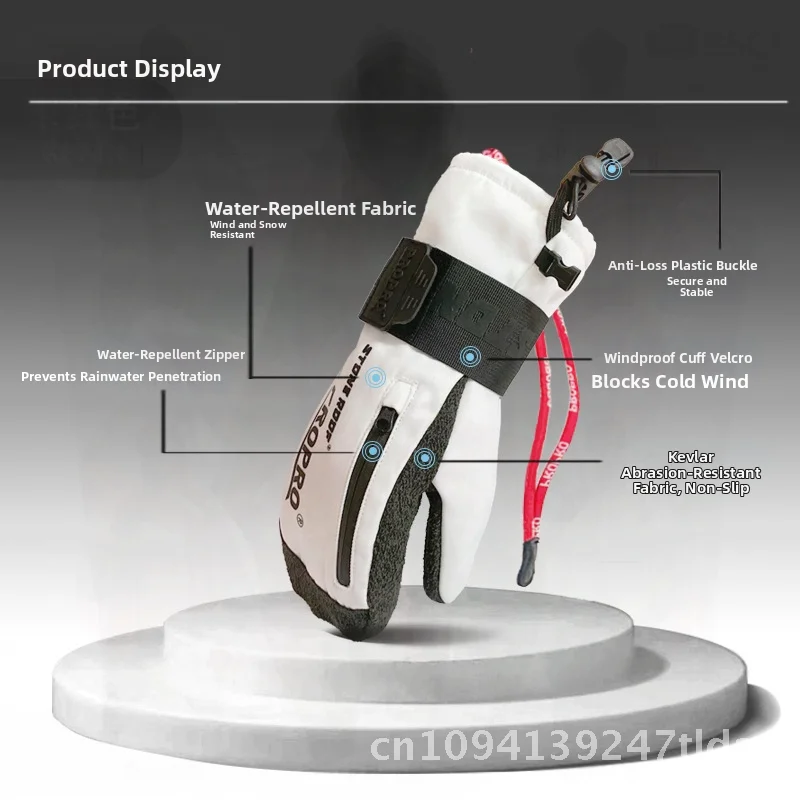 قفازات PROPRO كيفلر للتزلج للبالغين مقاومة للاهتراء ومقاومة للماء وشاشة لمس دافئة متوافقة مع واقي المعصم بخمسة أصابع
