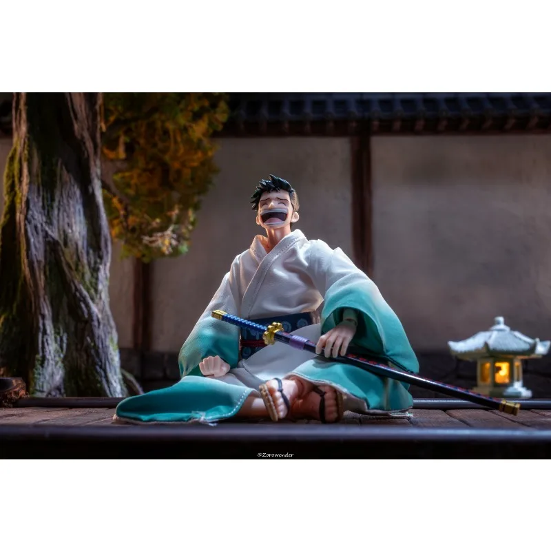 

1/12 Scale One Piece Warrior Primary Color Gradient Green&Ghost Lsland Color Kimono for 6'' SHF Action Figures Body