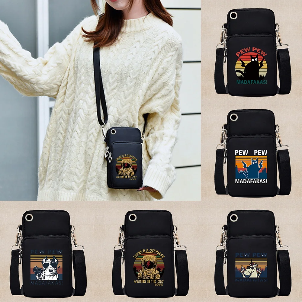 Pouch Sports Music Universal Mobile Phone Bag Crossbody Bags for Girls Fashion Shoulder Bag Pew Pattern for Samsung/iPhone