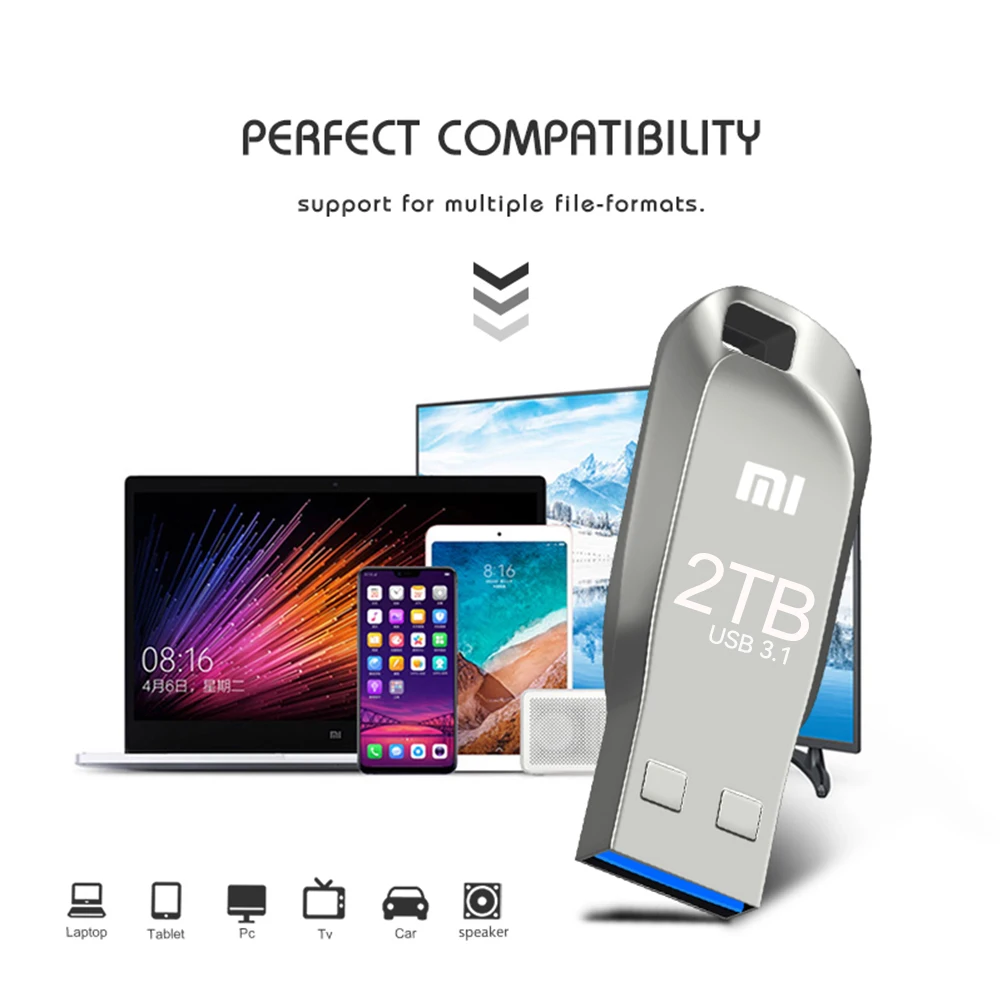 Xiaomi 2TB USB 3.1 Pen Drive 2TB USB Flash Drives 1TB High Speed Pendrive Waterproof USB Flash Disk Upgraded Type-c Adapter