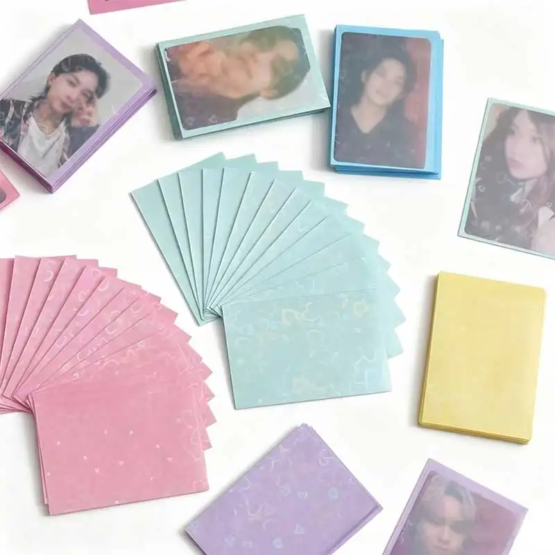 

100Pcs 61x91mm Transparent Holographic Card Sleeves Clear Game Card Protector Film For Idol Photo Badge Collectible Cards