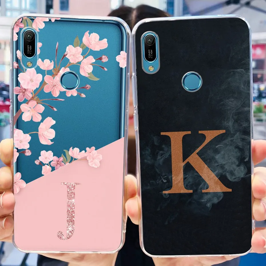 Case For Huawei Y6 (2019)  / Y6 Prime 2019 / Y6 Pro 2019 MRD-LX2 LX1 LX3 Cute Flower Letter Soft Silicone TPU Phone Cases