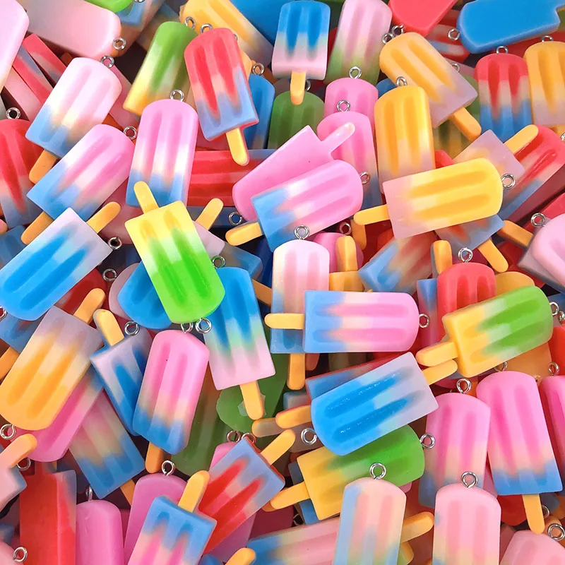 

100pcs Bulk Wholesale Gradient Popsicle Resin Charms Mix Summer Ice Lolly Candy Pendant For Earring Keychain Diy Jewelry Make