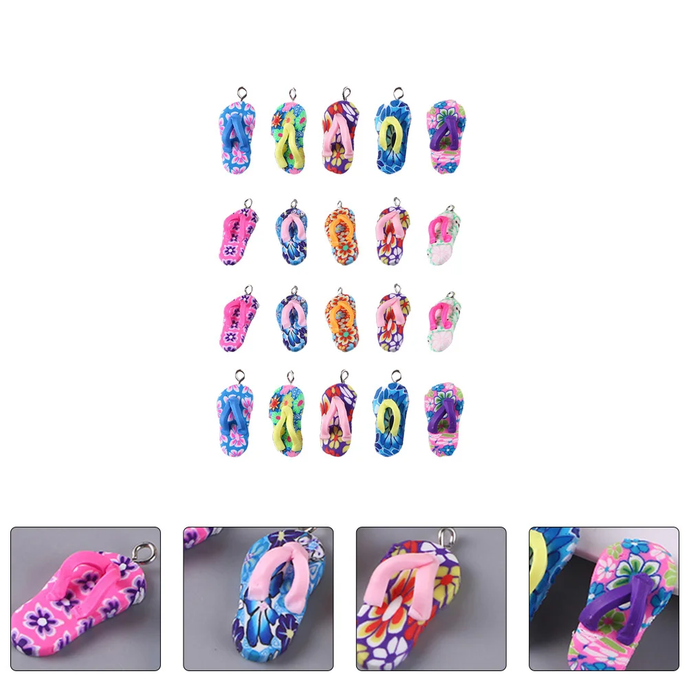 

30 Pcs Clay Pendant Decorations Simulated Slippers Home Ornament Necklace Accessories