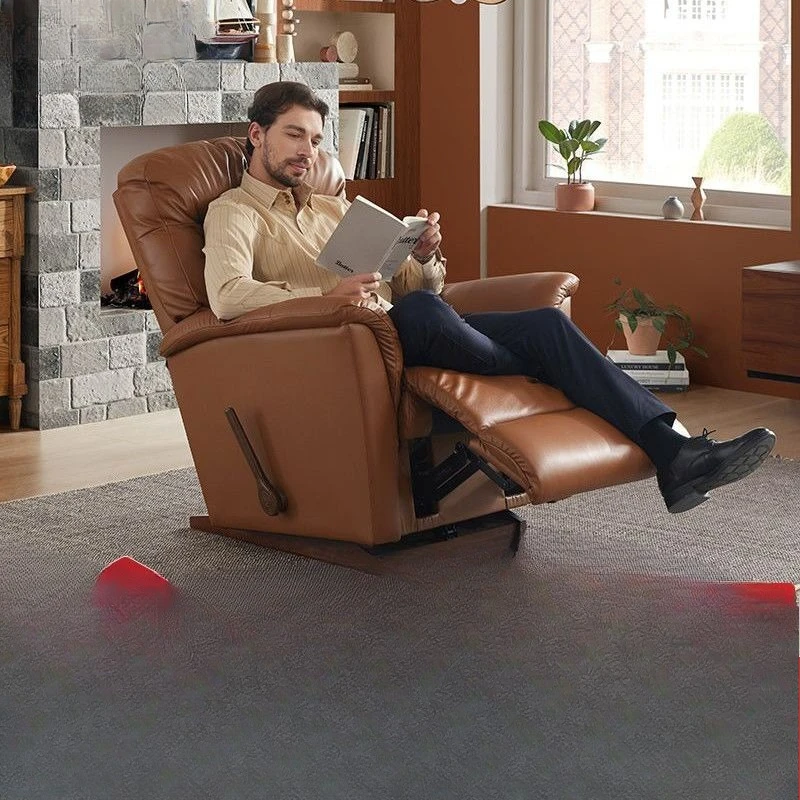 Leather functional sofa single chair, small apartment living room light luxury first floor