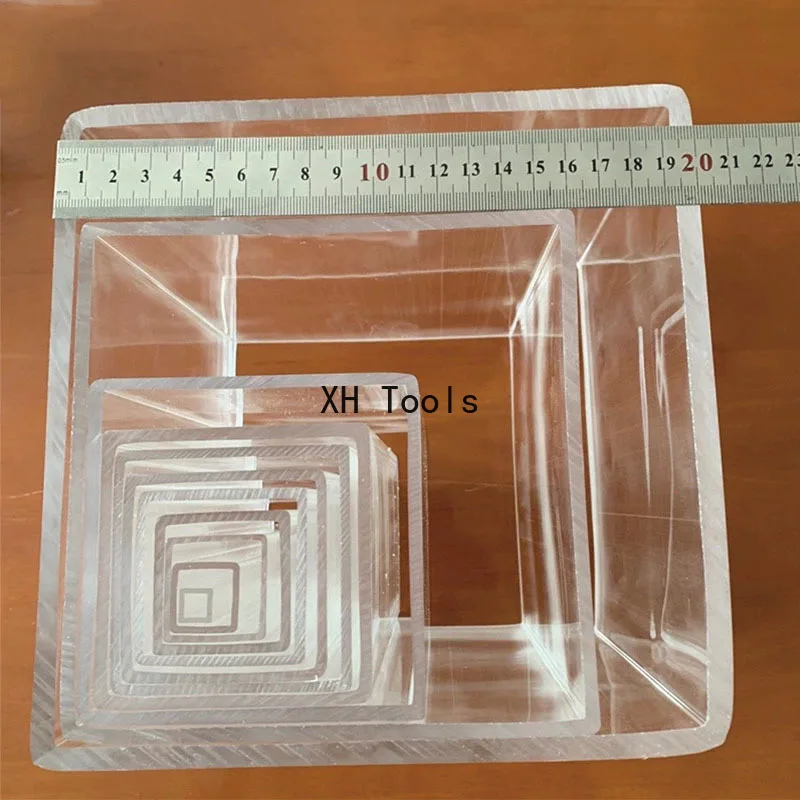 L/490mm Transparent Acrylic Square Pipe Hollow Rectangular Plexiglass Tube PMMA Tube Display Box Protective Cover Strip Tube