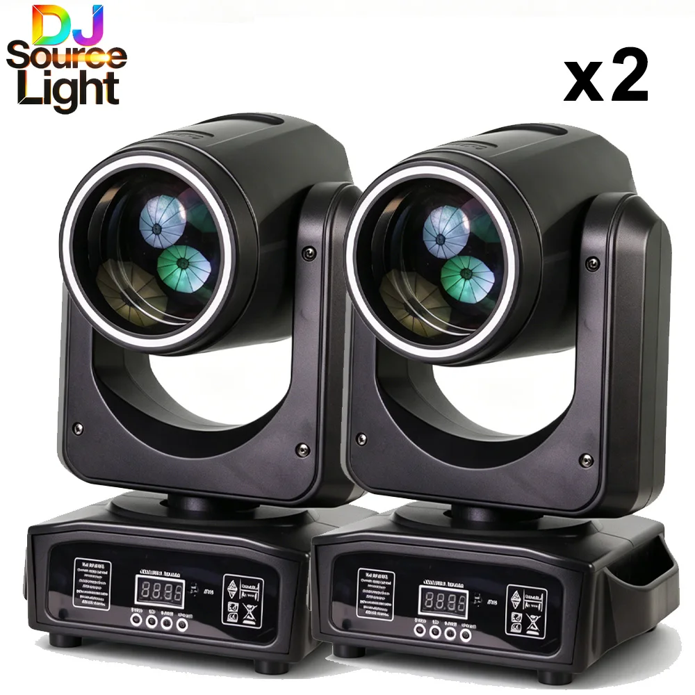 2PCS LED Beam Moving Head Ring 200W Party DJ Club Night Bar Stage Lighting with DMX512 Music Control Gobo 18 Prisms