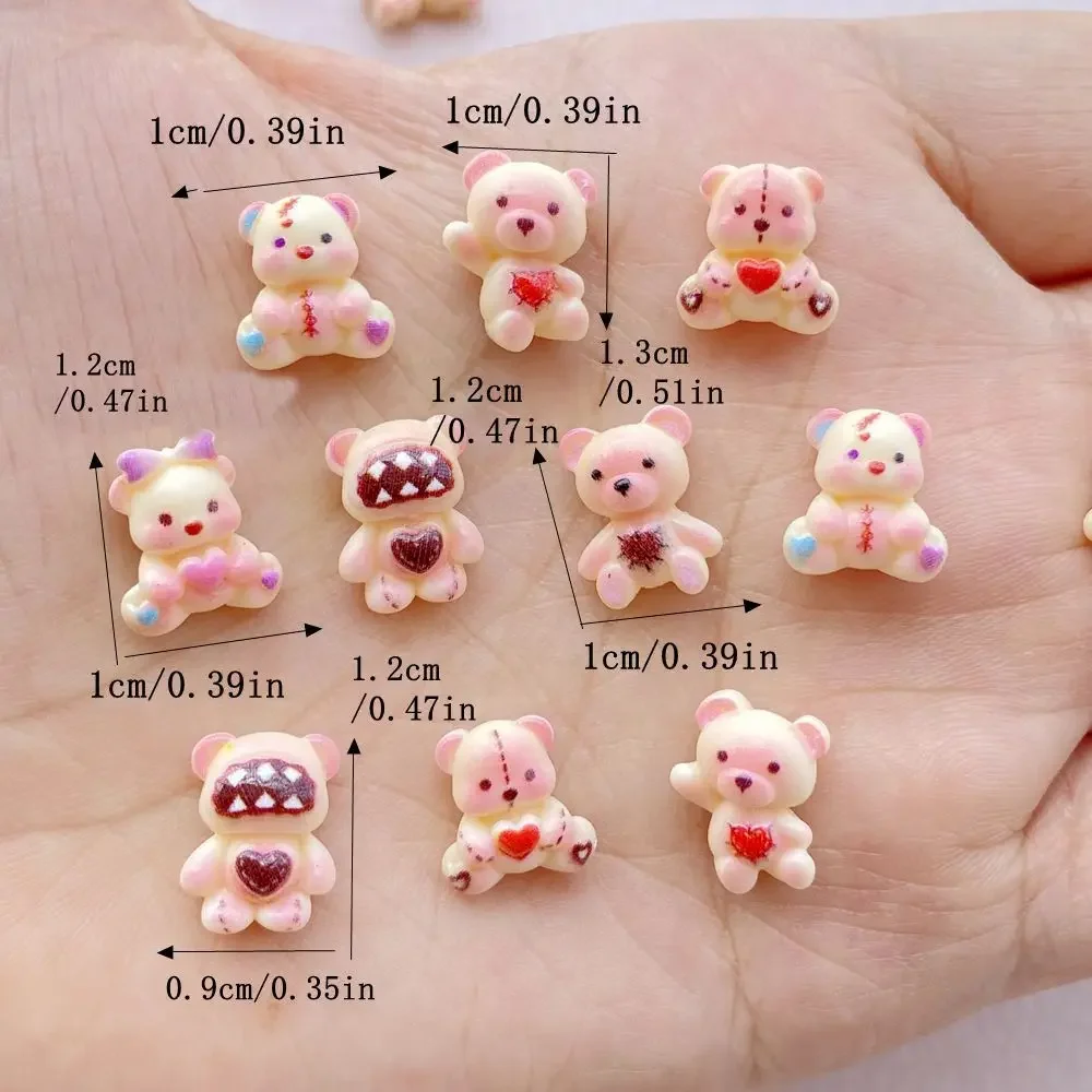 50 Stuks Nieuwe Mini Kawaii cartoon bear Serie Hars Plakboek Diy Boog Decor Manicure Accessoires Ambachten