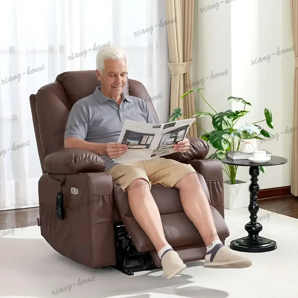 lsElectric Power Lift Recliner Chair Sofa with Massage and Heat for Elderly, 3 Positions, 2 Side Pockets, and Cup Holders, USB P
