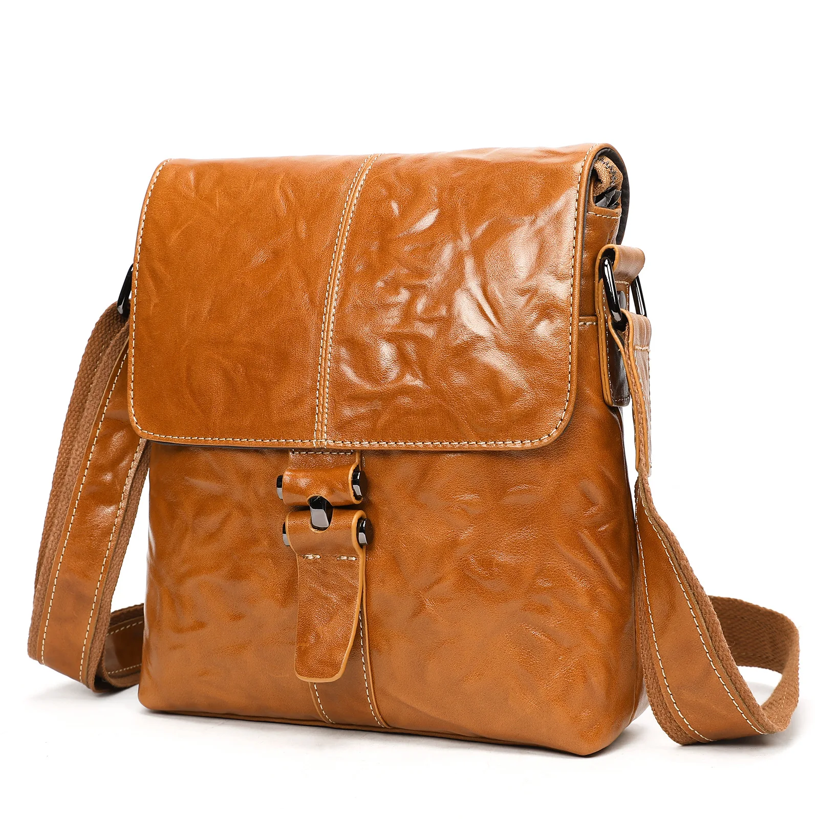 

Business Travel Spacious Crossbody Bag for Men, Premium Flap Closure Vintage Style Messenger Bag