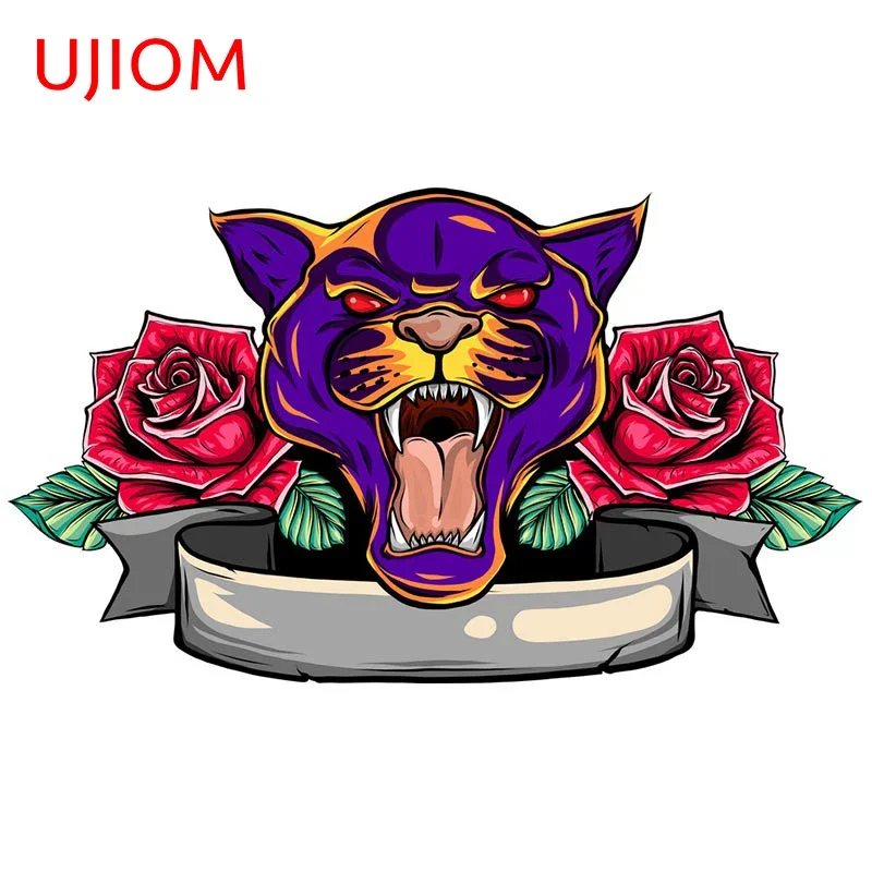 UJIOM Tiger Head And Roses Switch Panel Sticker Children's Bedroom Decor Wall Stickers Living Room Decor Waterproof Wallpaper