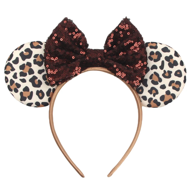 Mode klassische Leopardenmuster Mickey Mouse Ohren Stirnband 5"Bogen Haarband Mädchen Frauen Festival Party DIY Haarschmuck Geschenke – Detail 14