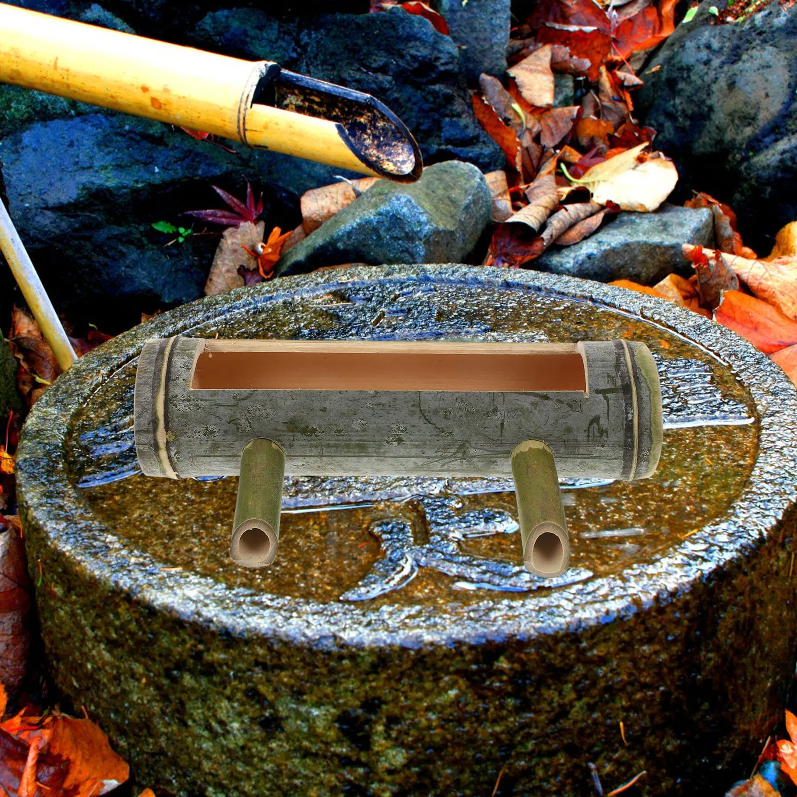 نافورة الخيزران صنبور التصميم الإبداعي لخزان الأسماك بركة صغيرة في الهواء الطلق حديقة نافورة الماء عنصر الزخرفية ديكور حوض السمك #1