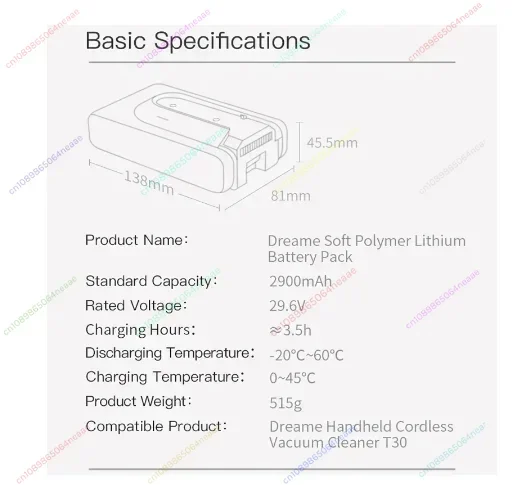 For Dreame T30 Battery Dreame T30 Handheld Wireless Vacuum Cleaner Battery Pack