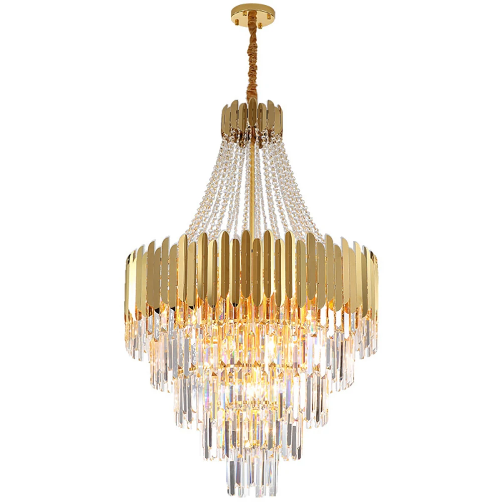 Luxe Led-Kristal Hanglampen 2024 Nieuw Huis Moderne Ronde Gouden Plafond Kroonluchters Lamp Glans Voor Woonkamer Decoratie