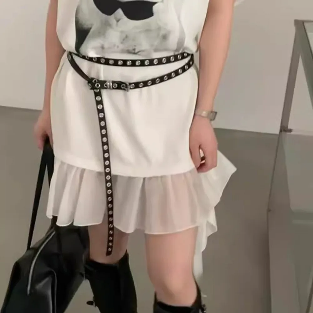 قابل للتعديل حلقة مزدوجة رقيقة حزام بولي Leather الجلود طبقة مزدوجة الخصر سلسلة عالية الجودة برشام العيينة مشبك أحزمة فستان الملحقات