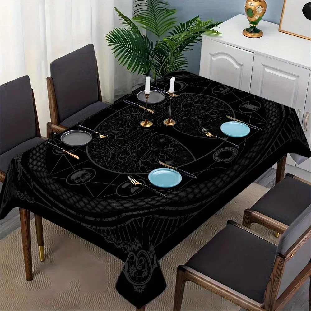 JIT-1PC Dark Mystical Style, black background, featuring the python, the life tree, and the skeleton.zyc