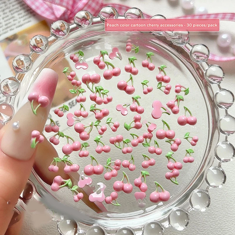 

30Pcs Kawaii Fruit Resin Charms-Mini Cherry Flat Back Decor for Scrapbooking,Nail Art&Hairpin DIY,Cute Craft Wedding Accessories