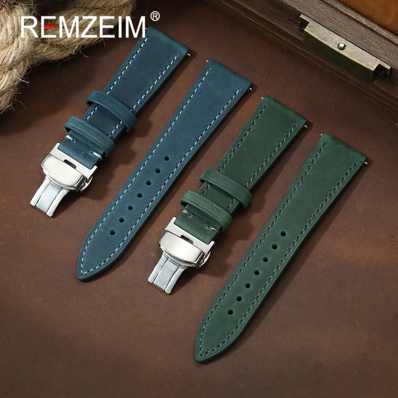 الرجال النساء للجنسين مجنون الحصان الجلود أشرطة ساعات يد 18 مللي متر 20 مللي متر 22 مللي متر أساور المعصم خمر الإفراج السريع Smartwatch حزام الساعات