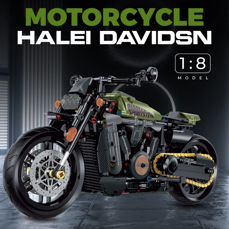 Technical Motorcycle Building Blocks Duke Harleys Motorbike Locomotive Road Racer Bricks Assemble Model Vehicle Toy For Kid Gift image 2