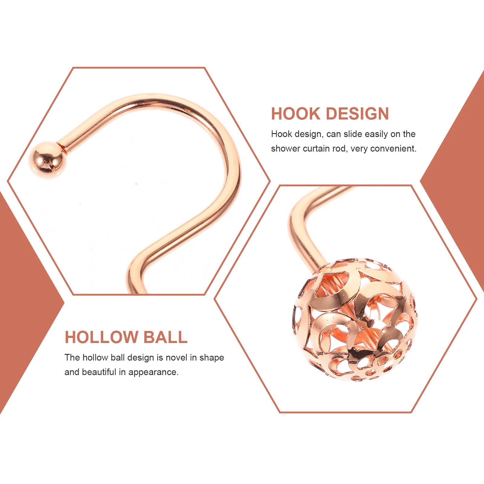 

12Pcs Bathroom Curtain Hooks Metal Anti-Corrosion Shower Curtain Hangers Easy Slide Semi Round Fixing Rings for Home Shower Use