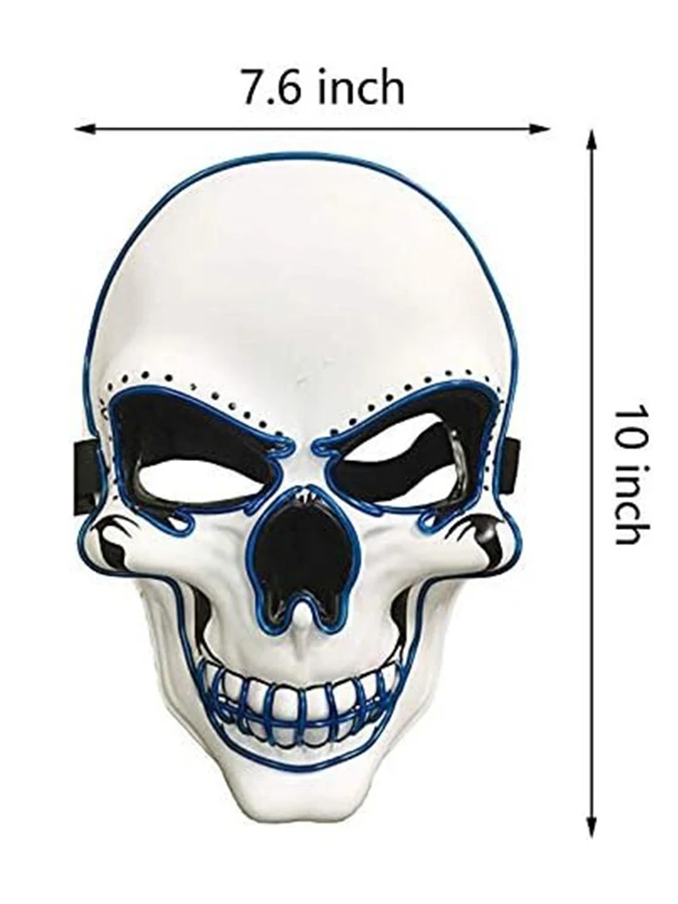Fashion Horror Halloween Skull Mask LED Light Cosplay Costume Cosplay Mask Halloween Luminous Skull Mask Halloween Party image 6