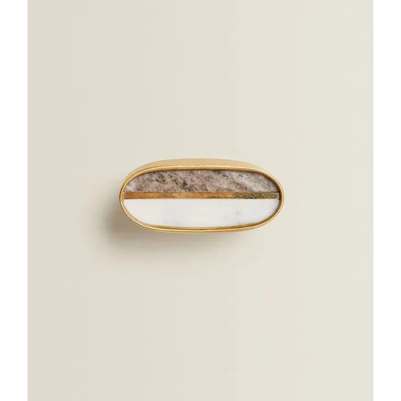 1 Pair Color Blocking Marble Cabinet Door Handle for Home Room Decor Clothing Store Hotel Organization Decorative Natural Stone