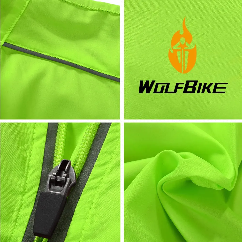 WOLFBIKE Windproof Cycling Jacket Jersey Vest Wind Coat Windbreaker Jacket Outdoor Sportswear Reflective Water Repellent