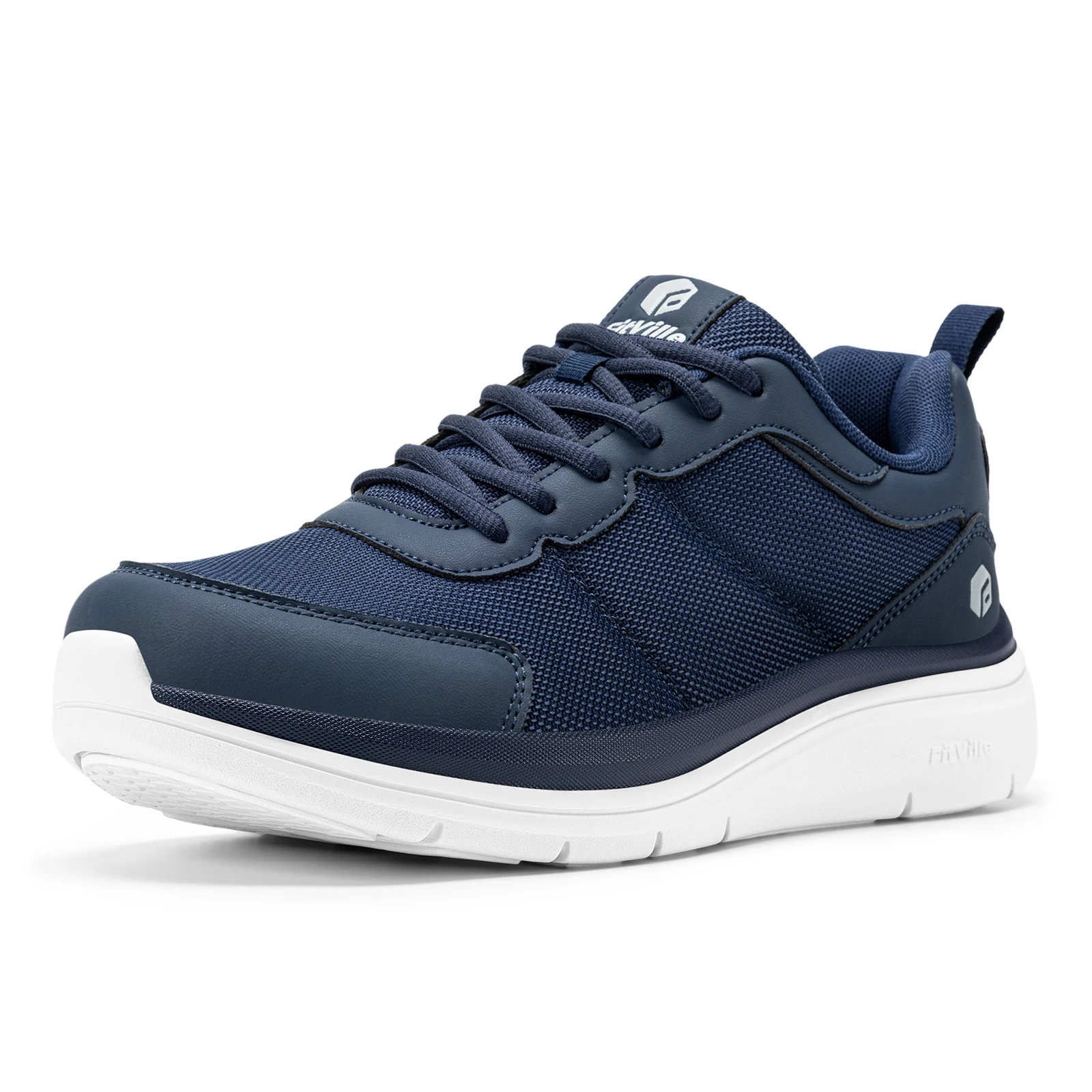 FitVille 2E Herren-Walkingschuhe mit breiter Passform, leichte, atmungsaktive, gepolsterte Sneaker mit Fußgewölbestütze, bei Plantarfasziitis-Schmerzen