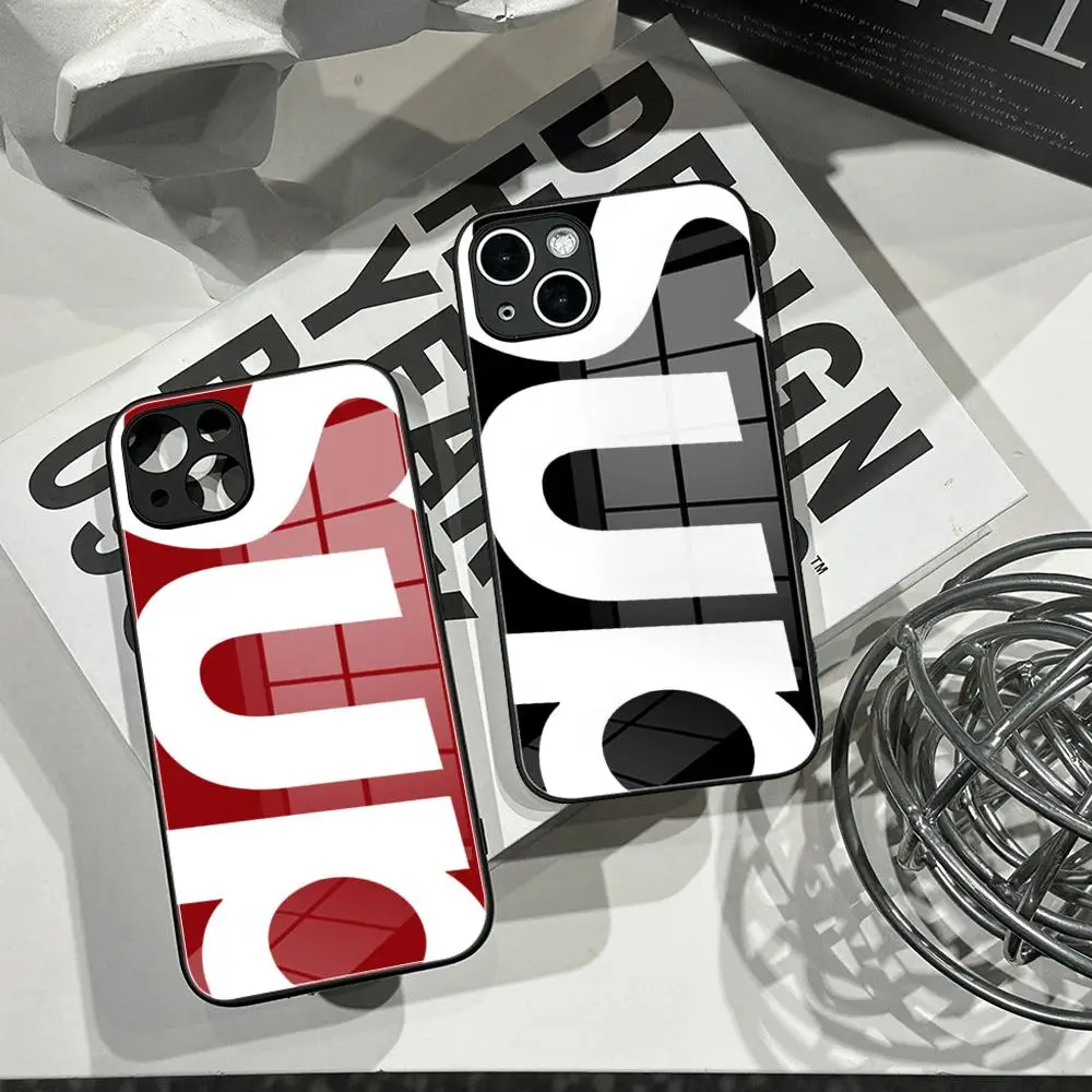 Simple Letter Patterns Phone Case Tempered Glass Shell FOR IPhone 16ProMAX 14 12 17Pro Air 15 Plus 13 Pro MAX English Sup Cover